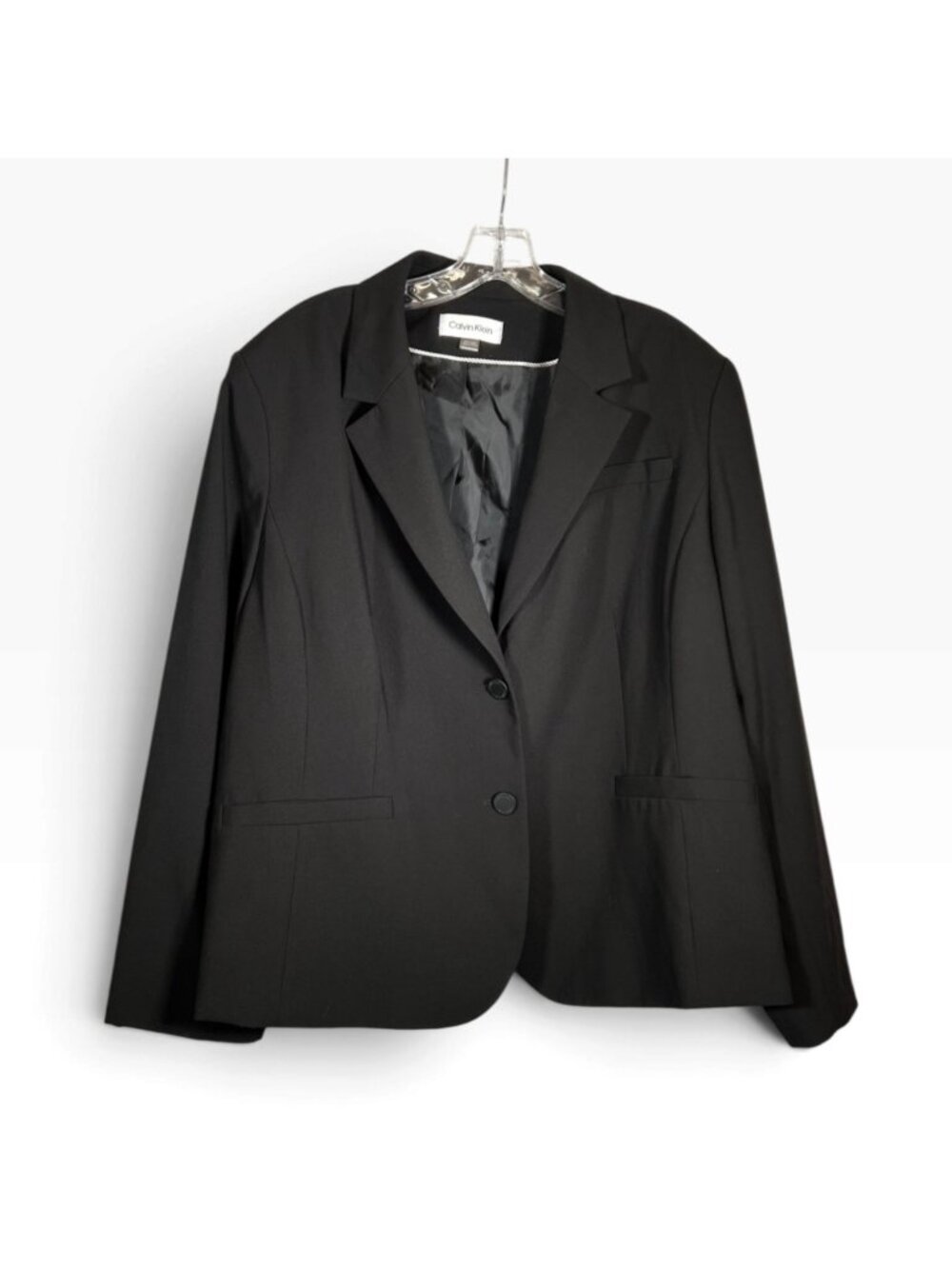 Calvin Klein Womens Blazer 22W Black Two Button Career Suit Jacket Plus Size